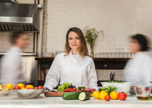 Brigitte Theriault in the kitchen